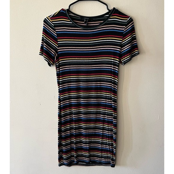 Forever 21 black multicolor striped t-shirt dress *REPOSH* - Picture 1 of 3